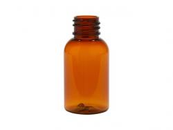 1 oz. Amber PET (BPA Free) 20-410 Semi-Translucent Plastic Boston Round Bottle w/ White FM Nasal Sprayer 3 1/2 in. diptube 40% OFF