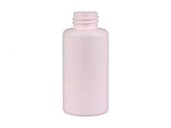 2 oz. Pink Light 22-410 Opaque HDPE (BPA Free) Plastic Boston Round Bottle w/ White Snap Top Dispensing Cap-.250 orif-Stock