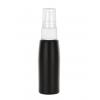 2 oz. Black 24-410 Tapered Round Opaque HDPE Plastic Bullet Bottle-FM Sprayer